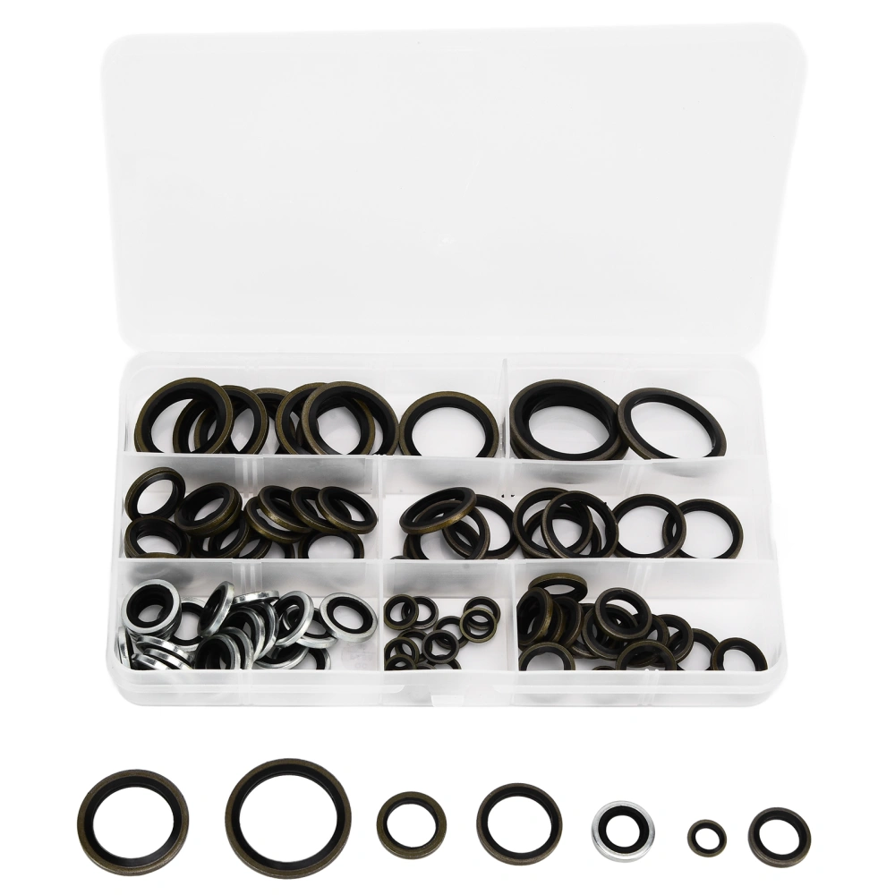 90Pcs O Ring Washer Rubber Iron Galvanized Sealing Flat Round Gasket Assortment Kit