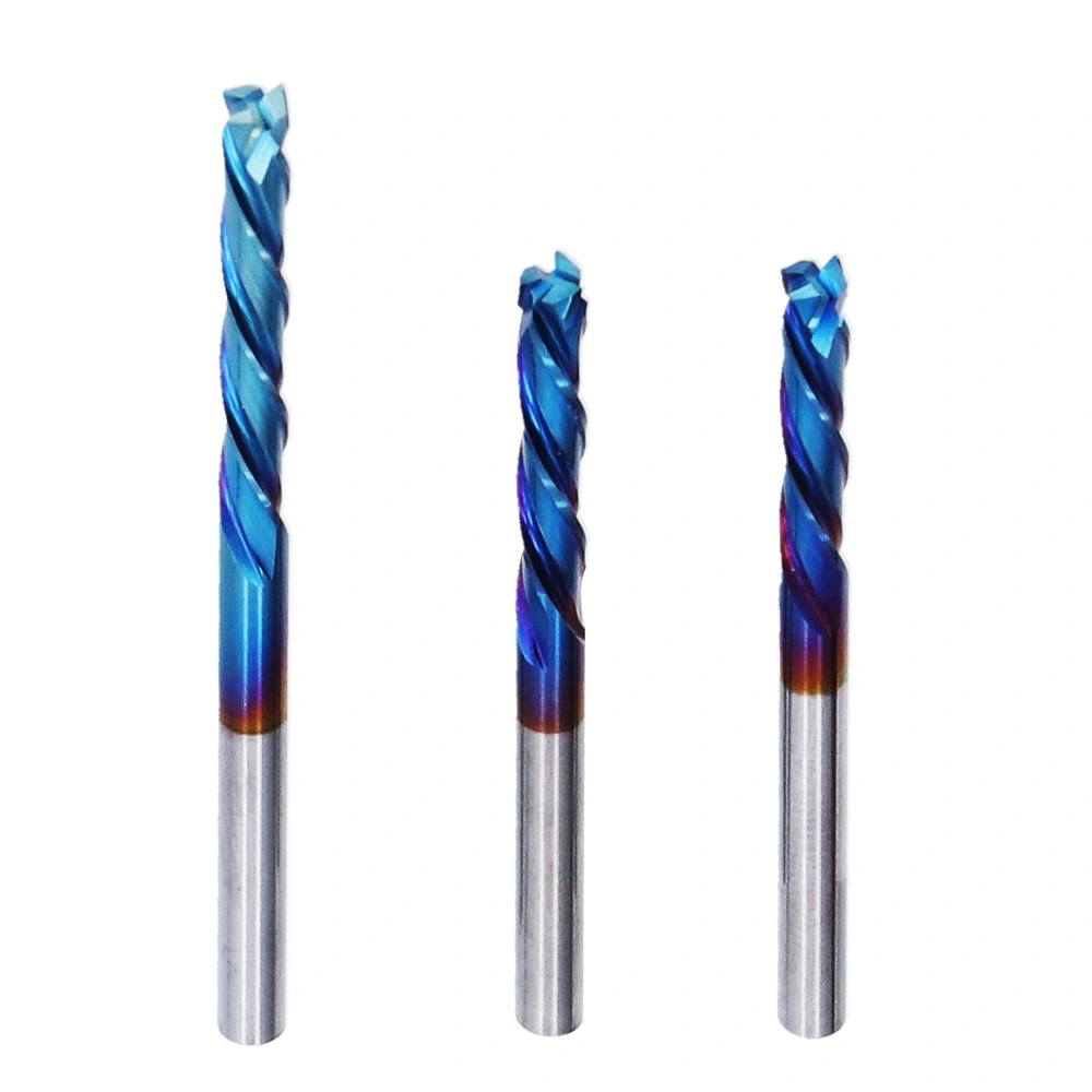 3Pcs End Mill Cutter Tungsten Steel Durable Wear Resistance Wide Application CNC Router Bits End Mill for Acrylic Wood