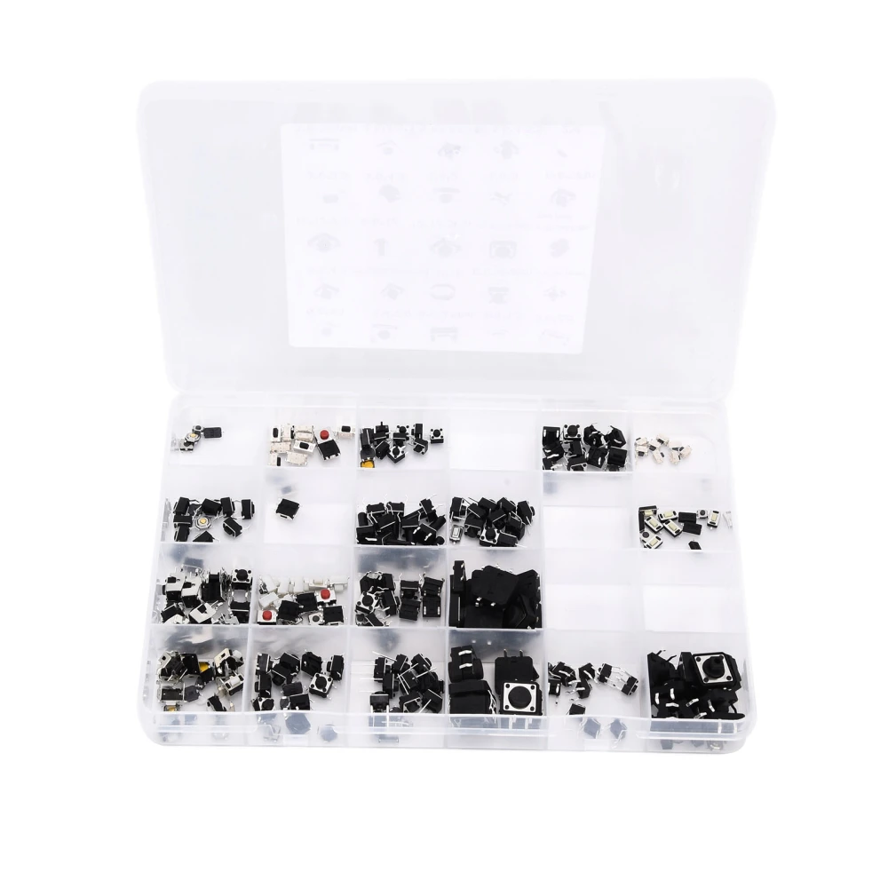 250pcs Tact Push Switch Micro Combination Kit 25 Values Boxed Button Switch for Television Audio Equipment