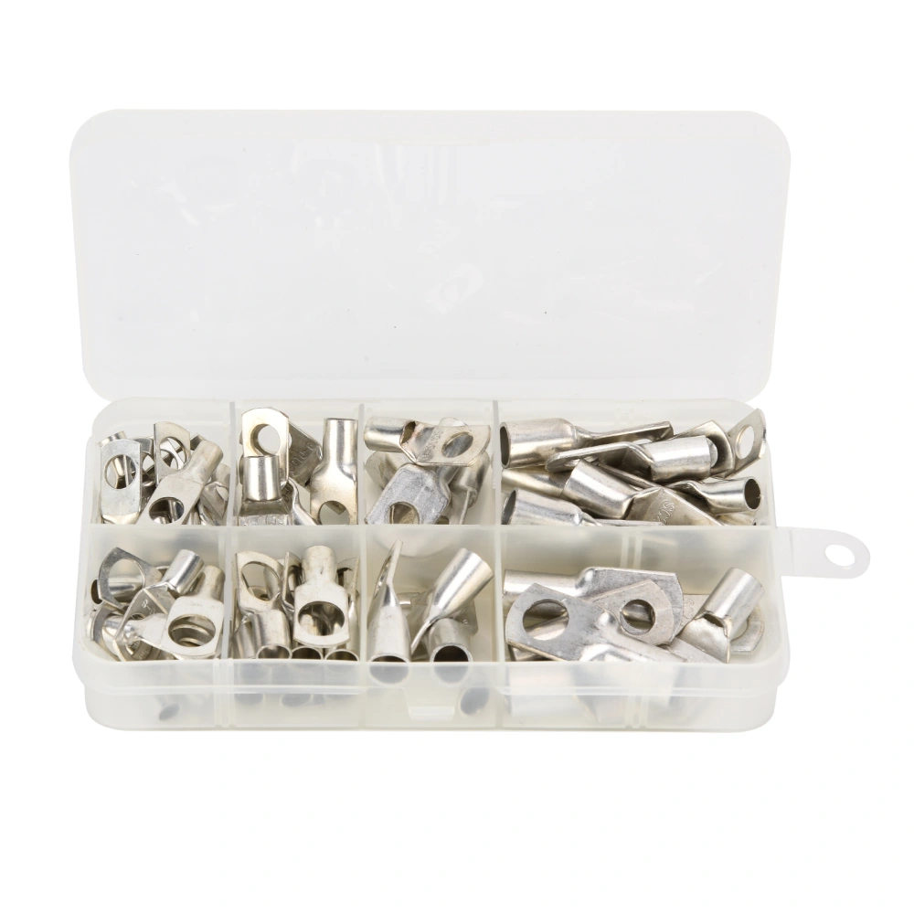 60Pcs Copper Lug Connector Ring Tinned Electrical Wire Terminals Assortment Kit SC6‑SC25