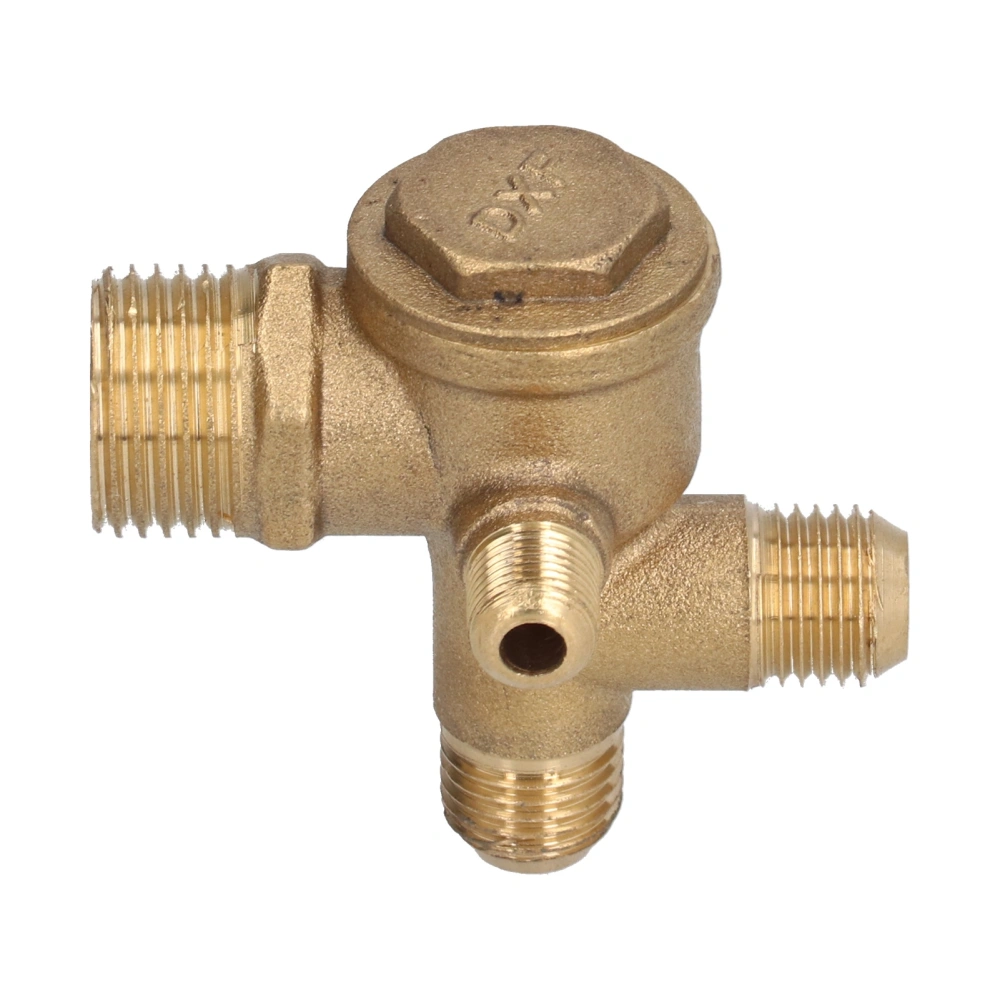 Air Compressor Valve Replacement Components Brass 4 Way Double Pipe Check Valve Accessory10x14x14x20.5mm / 0.4x0.55x0.55x0.8in