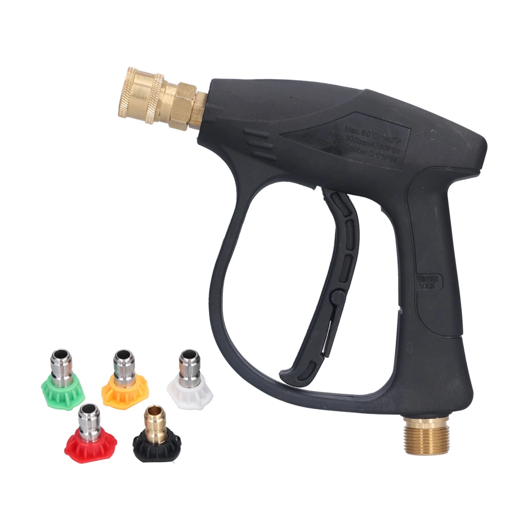 High Pressure Washer Gun Spray Hose Cleaner 1/4in M22 3000PSI with 5 Nozzles for Household