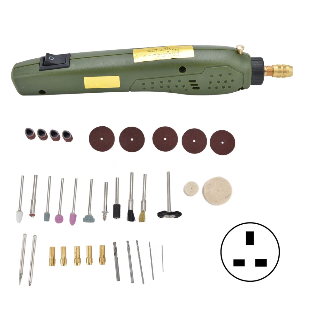 35pcs Mini Drill Low Voltage Design Copper Motor Polishing Supplies for Metal Stone GlassUK Plug