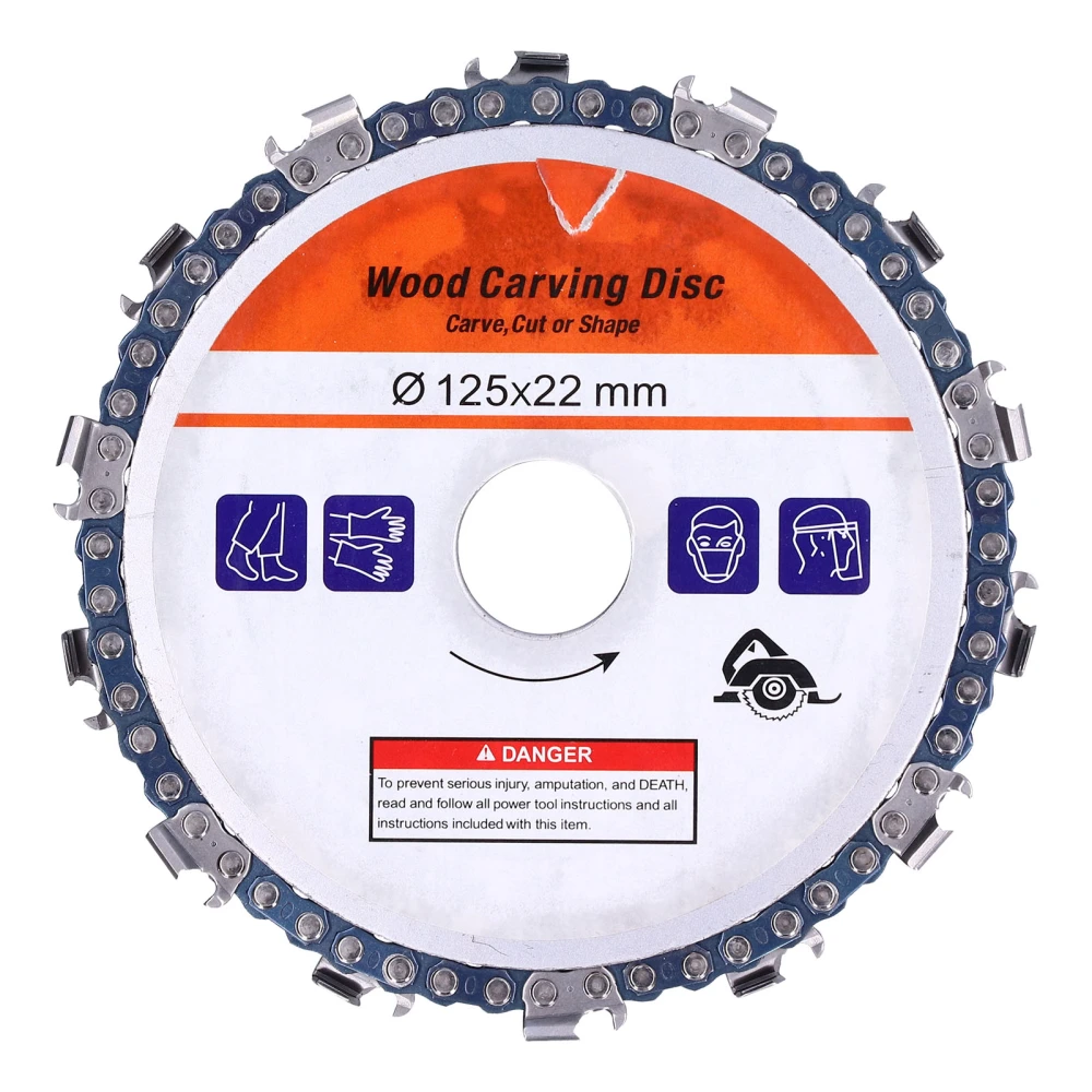 5in Circular Chain Saw Blade 14 Teeth Wood Carving Grinding Wheel Angle Grinder AccessoriesOrange Card