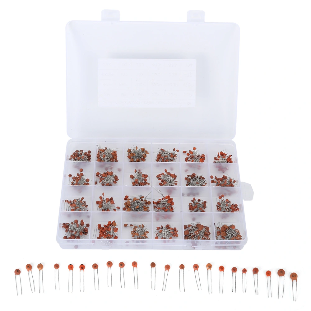 960Pcs Ceramic Capacitor MultiLayer Single Sheet Easy Carry WellCorrosive DIY Assortment 50V