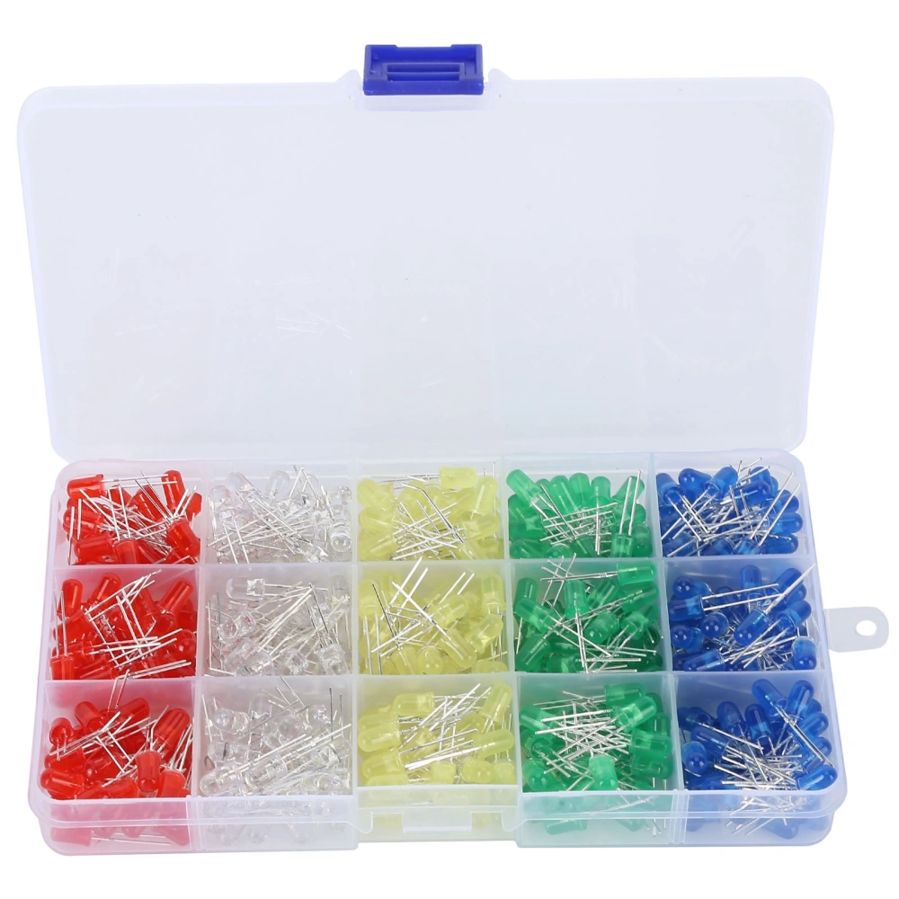 500Pcs Light Emitting Diode 5mm Colored LED Bulb Assortment Kit Electronic Component Indicator