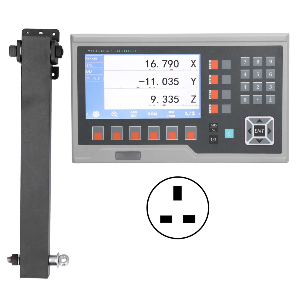 LCD Digital Readout Linear Scale Encoder Magnetic Grating for Lathes Milling Machine AC 80‑260VUK Plug 4 Axes