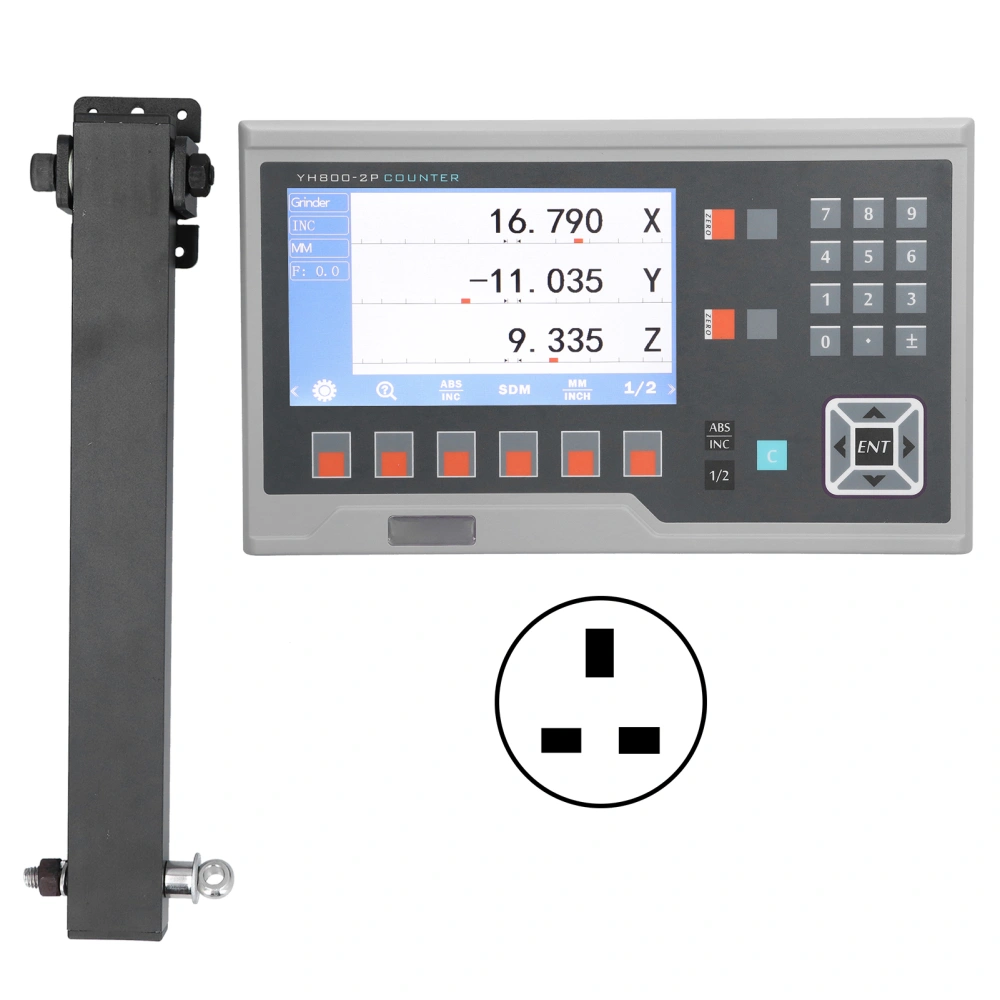 LCD Digital Readout Linear Scale Encoder Magnetic Grating for Lathes Milling Machine AC 80‑260VUK Plug 2 Axes