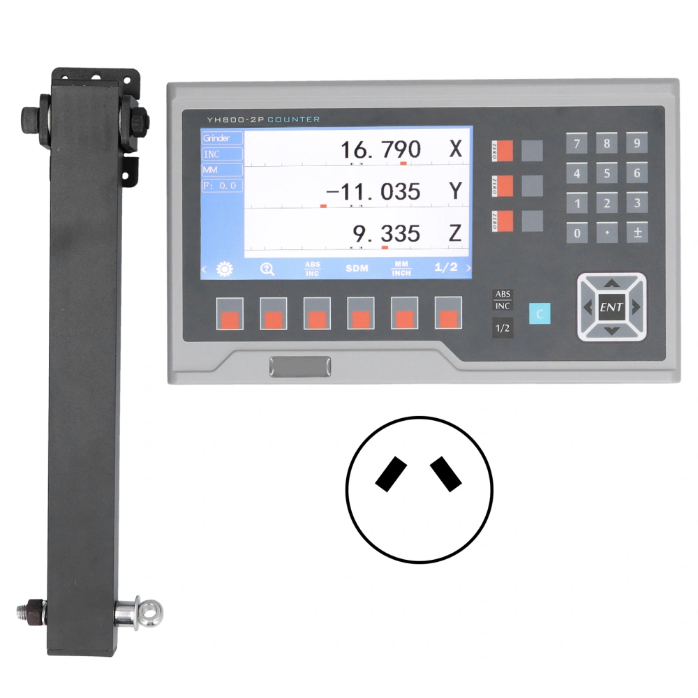 LCD Digital Readout Linear Scale Encoder Magnetic Grating for Lathes Milling Machine AC 80‑260VAU Plug 3 Axes