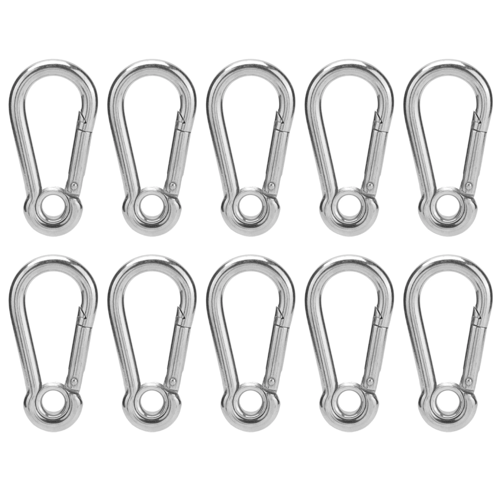 10Pcs Snap Hook Stainless Steel Safety Rope Spring Carabiner Hanging Buckle AccessoriesM8(8mm)