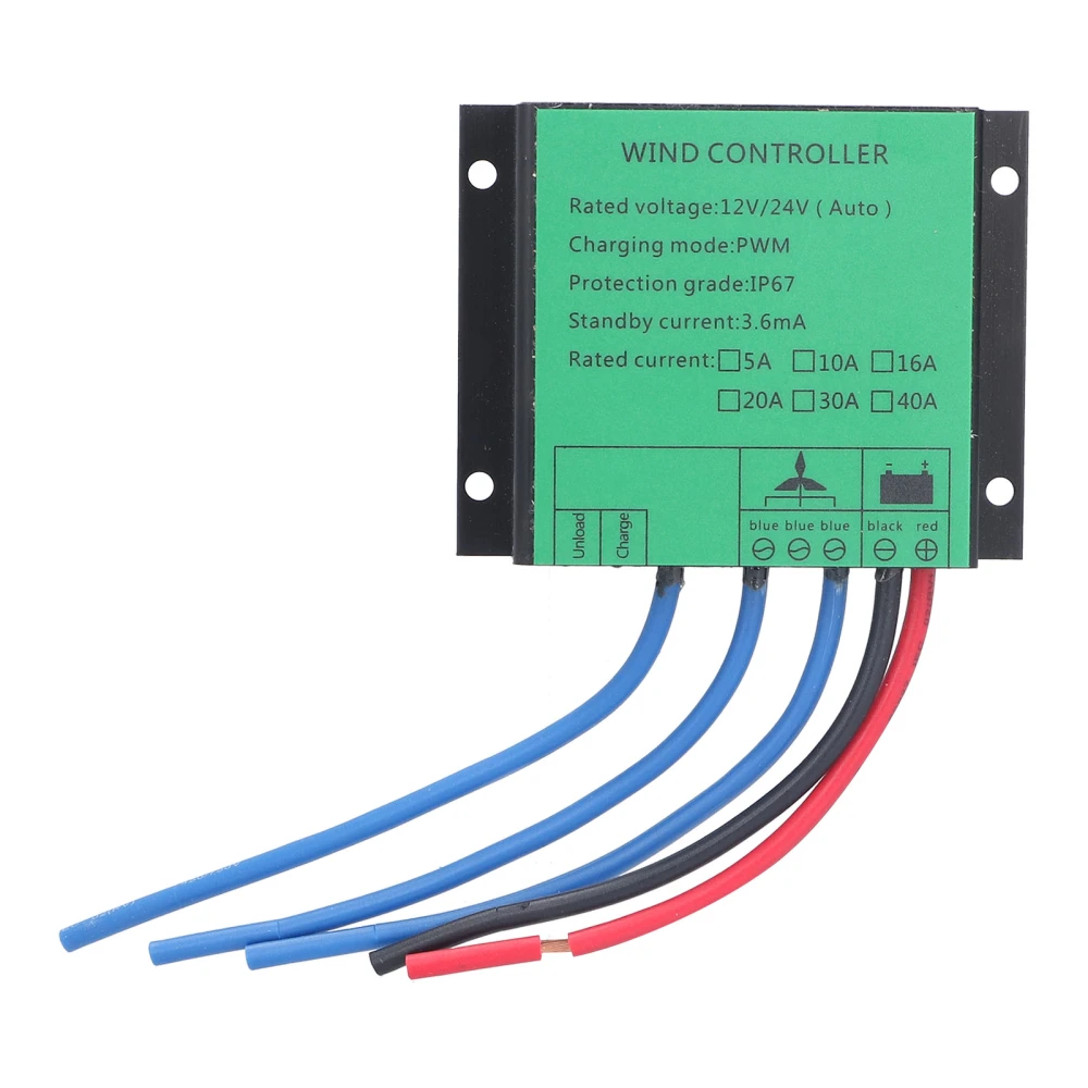 Wind Turbine Controller PWM Charge Low Voltage Power Generator Regulator 100W‑400W 12V 24V10A