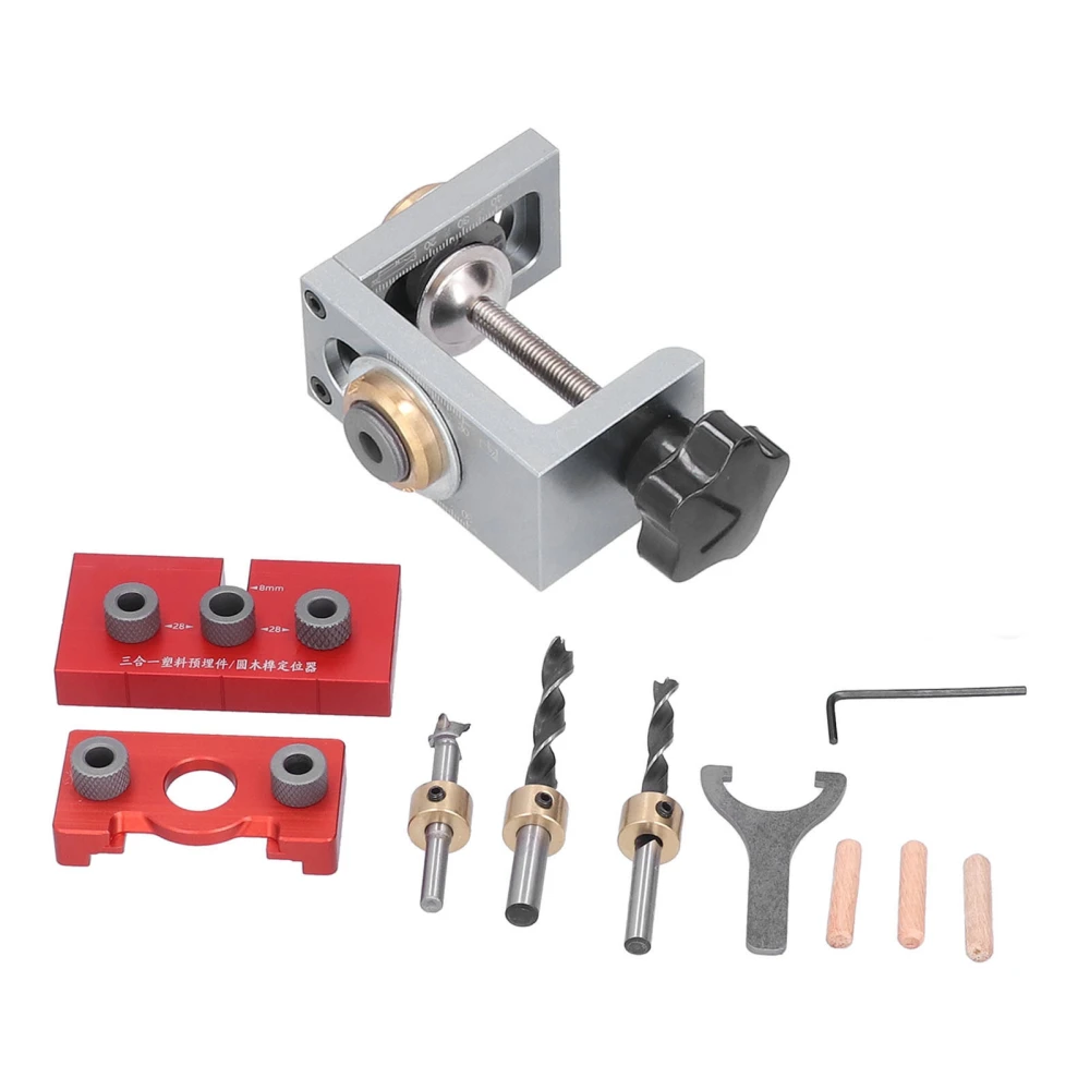 3 in 1 Woodworking Drilling Locator Round Doweling Connector Drill Guide Jig Positioner