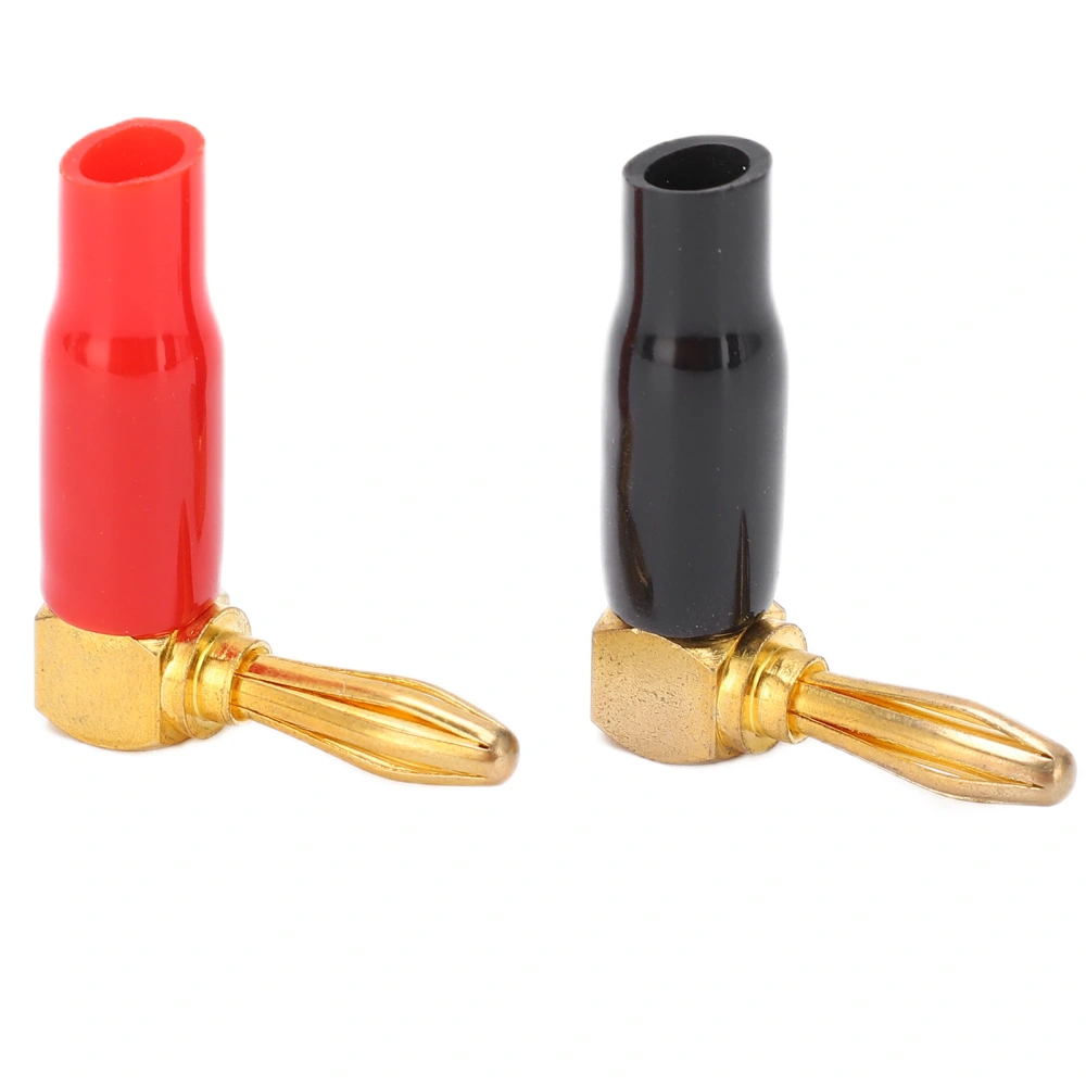 2Pcs U45 4mm Right Angle Banana Plug 90 Degree Banana Connectors Accessory Red+Black