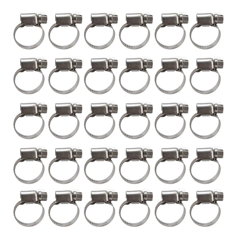 30Pcs Hose Clamps German Style Adjustable 304 Stainless Steel Fuel Line Clamp Pipe Tube Clips13-23