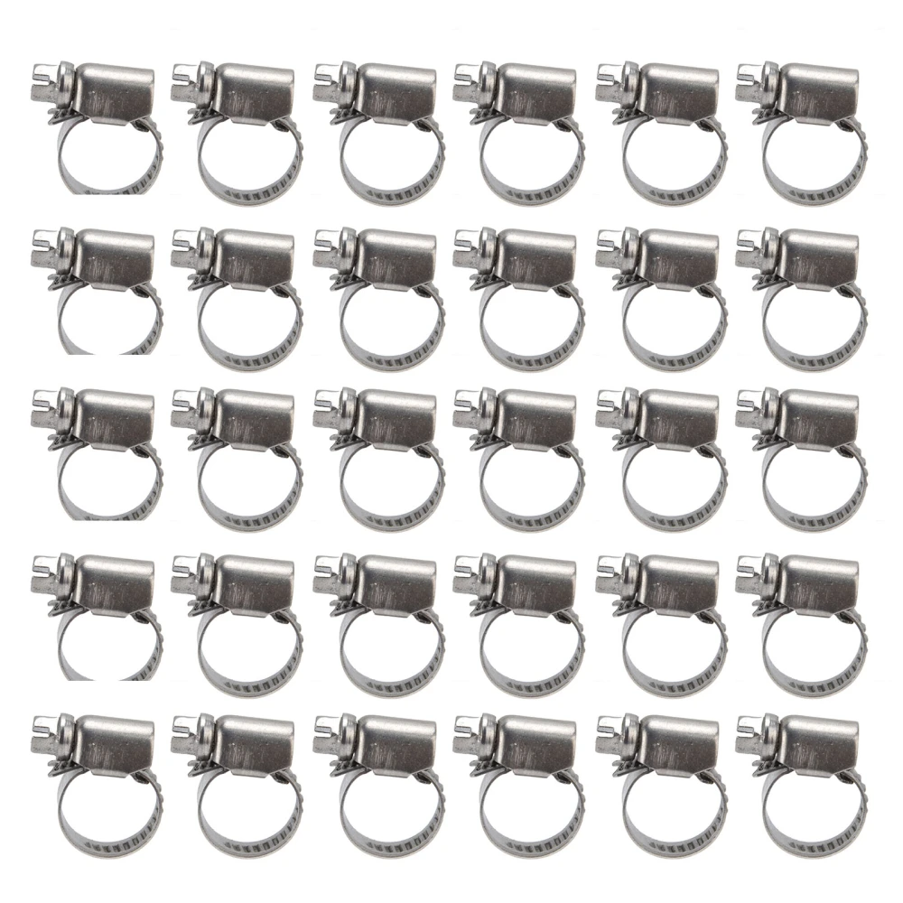 30Pcs Hose Clamps German Style Adjustable 304 Stainless Steel Fuel Line Clamp Pipe Tube Clips8-16