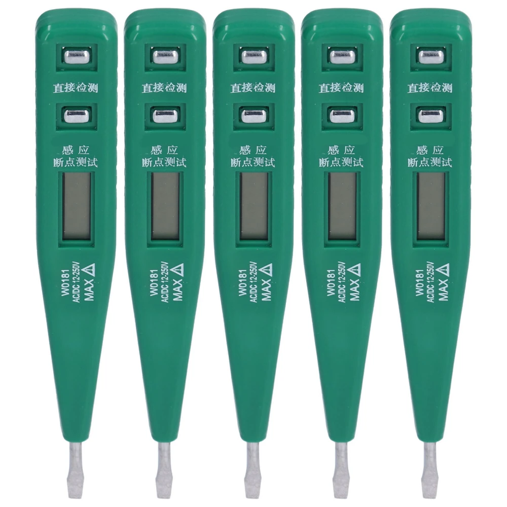 5Pcs Digital Voltage Tester Pen NonContact DC/AC Multifunctional Low Power Consumption Safe Voltage Detector 12250V