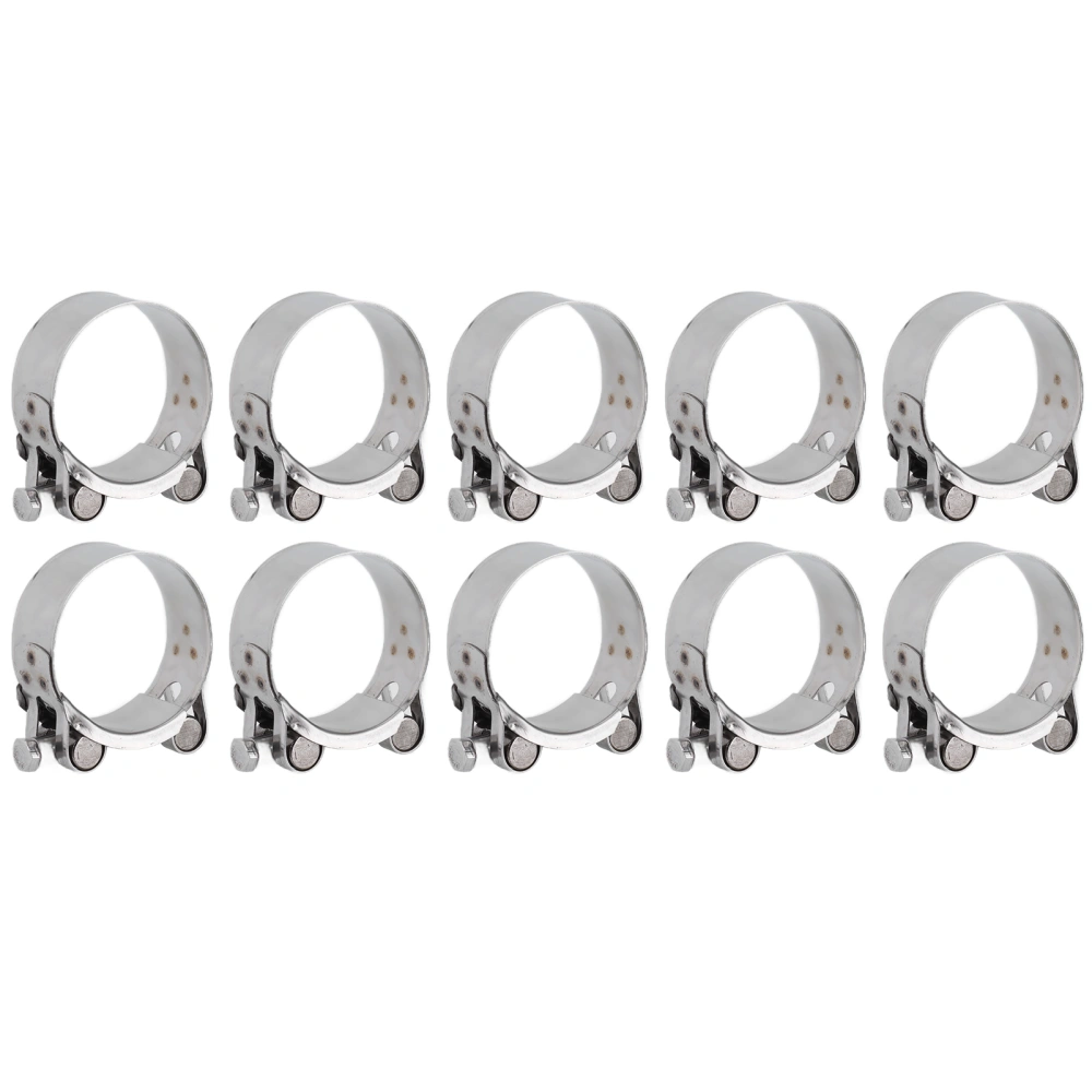 10Pcs Hose Clamp 201 Stainless Steel Reinforced Full Core Appearance Galvanized Pipe Clamps for Automotive Industrial44-47mm