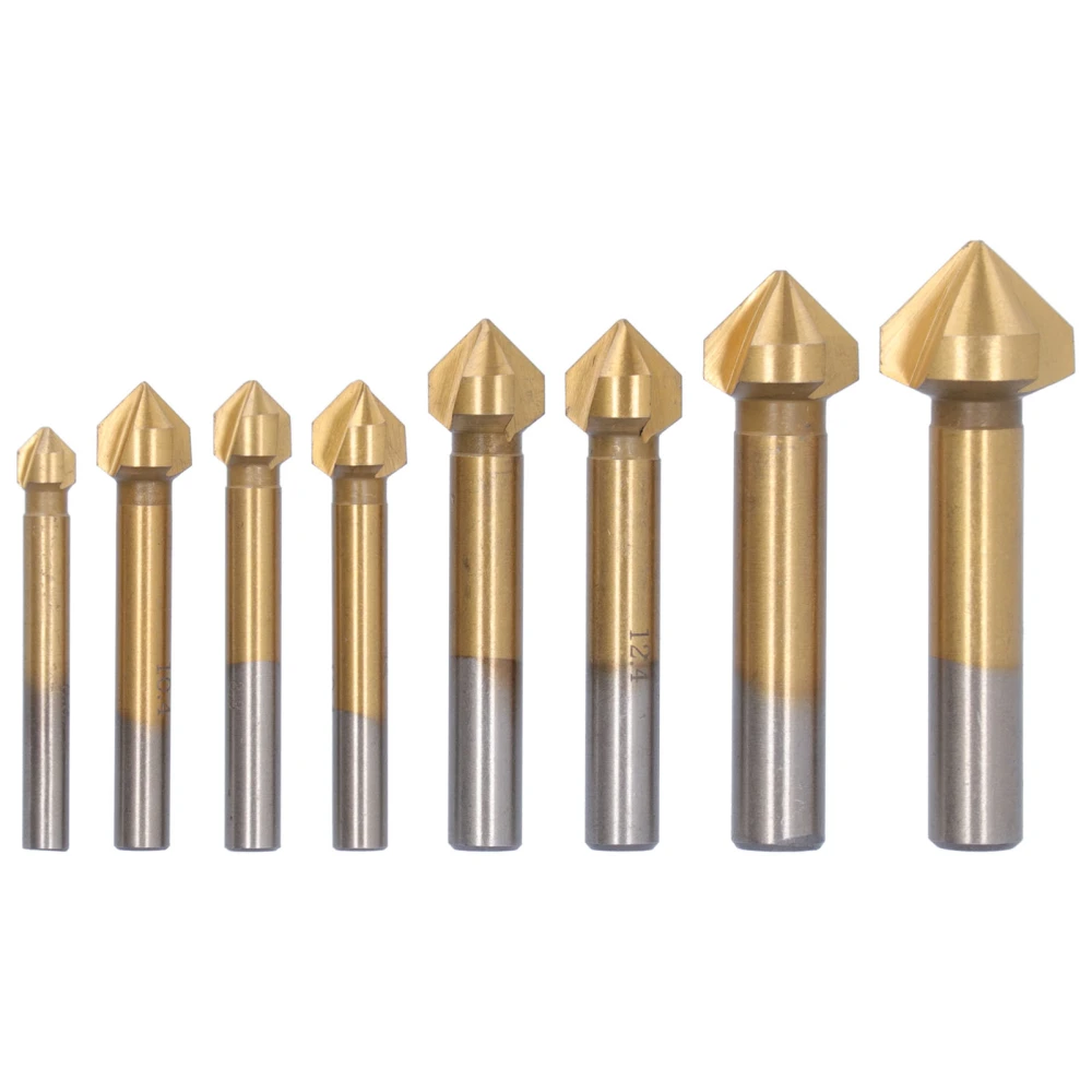 8Pcs Chamfering End Mill Sturdy Durable Convenient RustProof AntiCorrosion Countersink Drill Bit