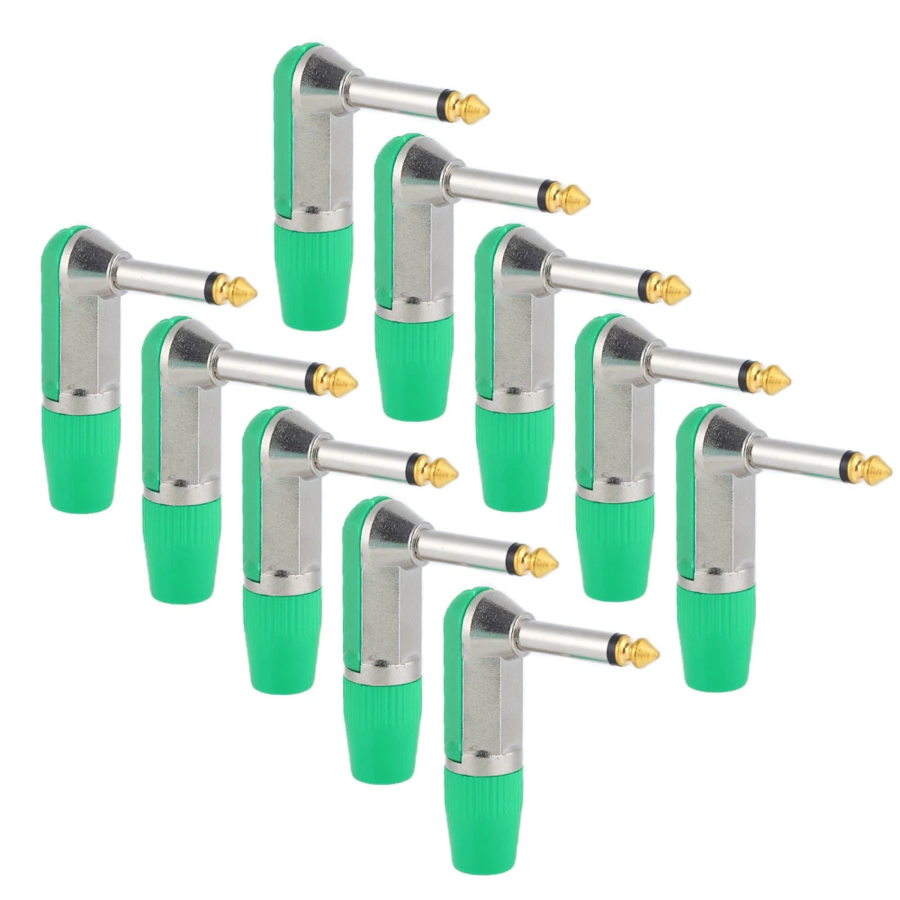 10Pcs 6.35mm Audio Plug XLR Angled Professional Durable Corrosion Resistant Headphone AdapterGreen