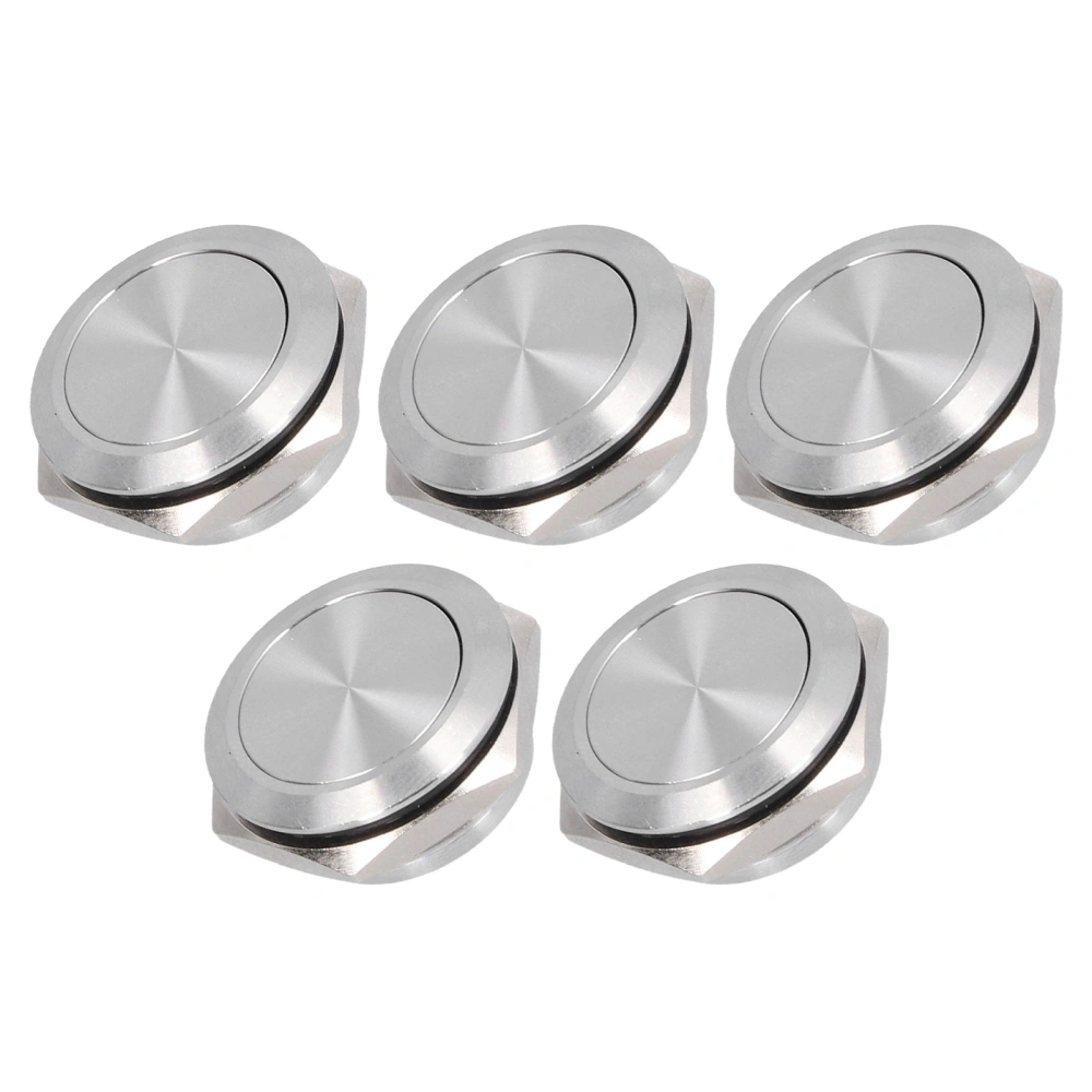 5Pcs Flat Top Button Switch Stainless Steel Waterproof Screw Terminal Power Accessories 0‑