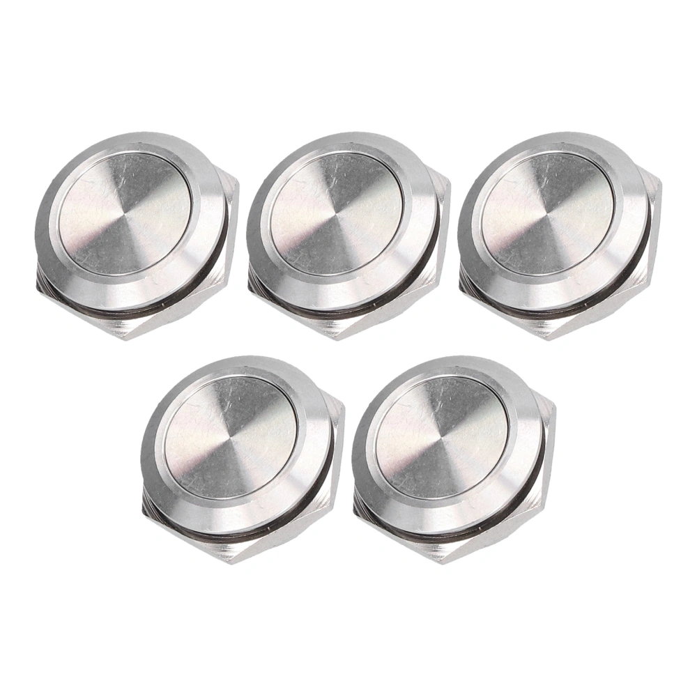 5Pcs Flat Top Button Switch Stainless Steel Waterproof Screw Terminal Power Accessories 0‑