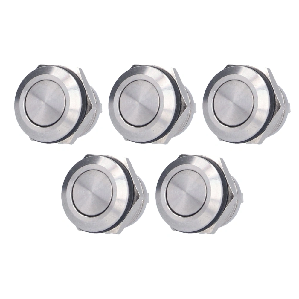 5Pcs Flat Top Button Switch Stainless Steel Waterproof Screw Terminal Power Accessories 0‑