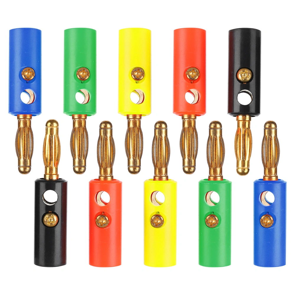 2Set U54 4mm Lantern Shape Banana Plug Gold Plated with Fixed Screws Red Black Yellow Green Blue