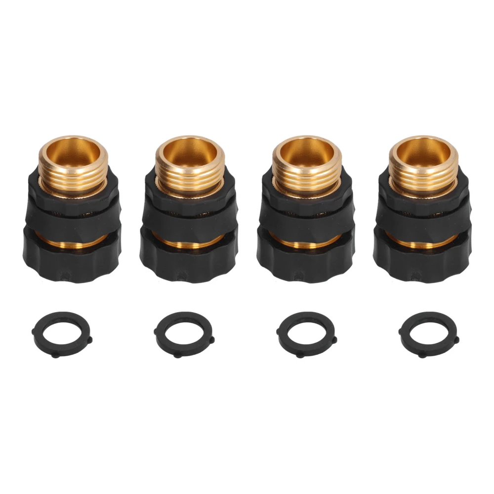 4Pcs Garden Hose Quick Connector Brass High Hardness Durable No Leakage Easy Reliable Garden Hose Fittings