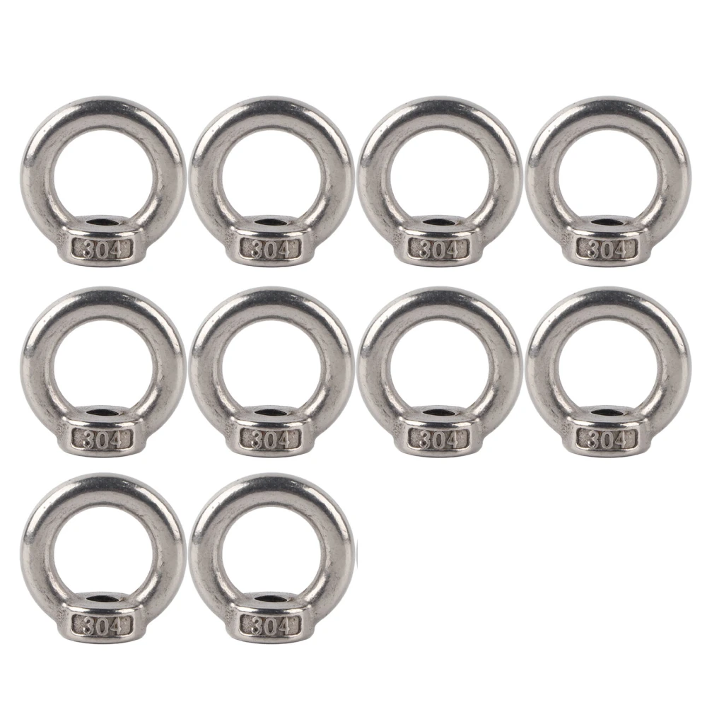 10Pcs Lifting Eye Nut Stainless Steel Ring Shape Fastener Tools for Forestry MachineryM8