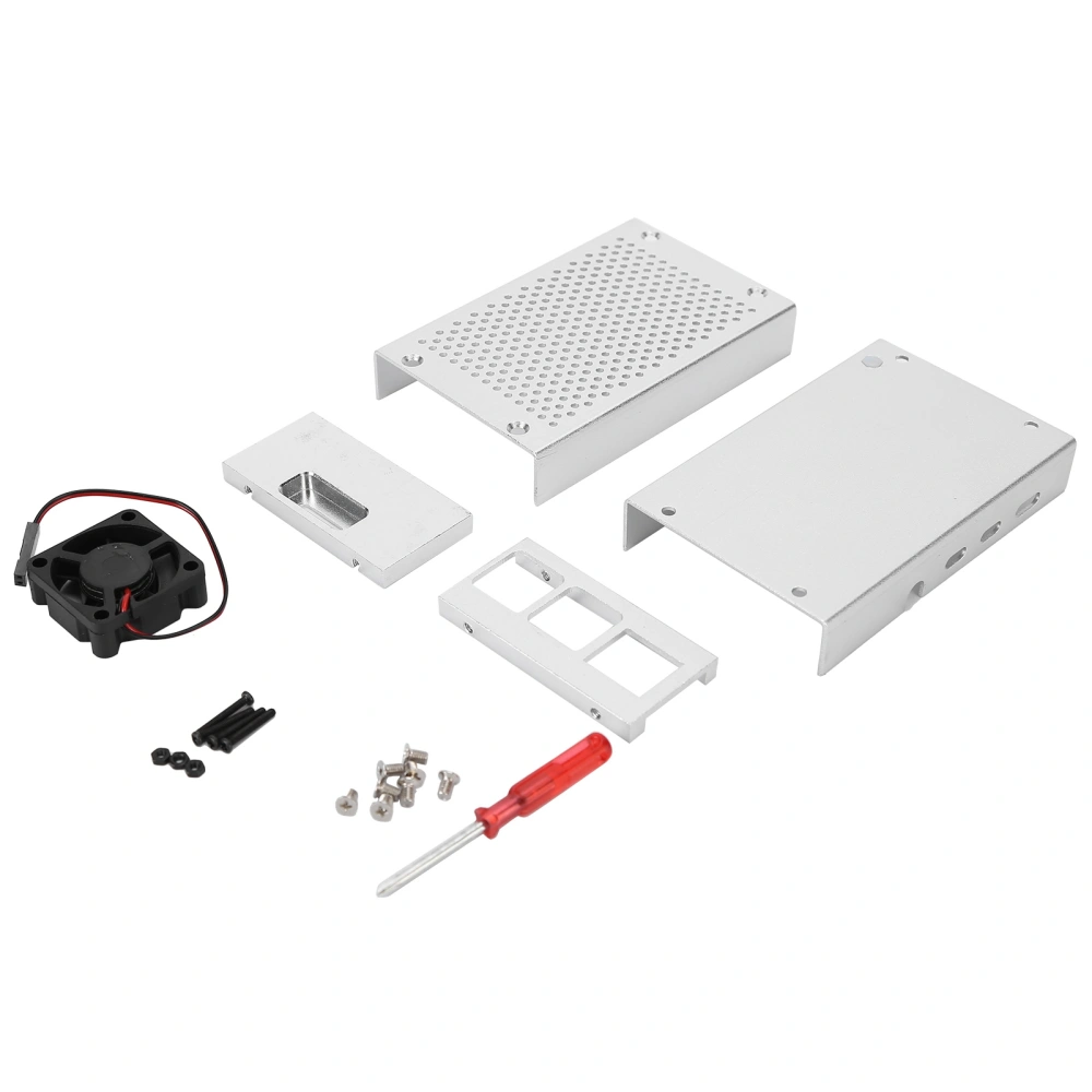 Cooling Shell Aluminum Alloy Heat Dissipation Enclosure with Fan for Raspberry Pi 4 Model B