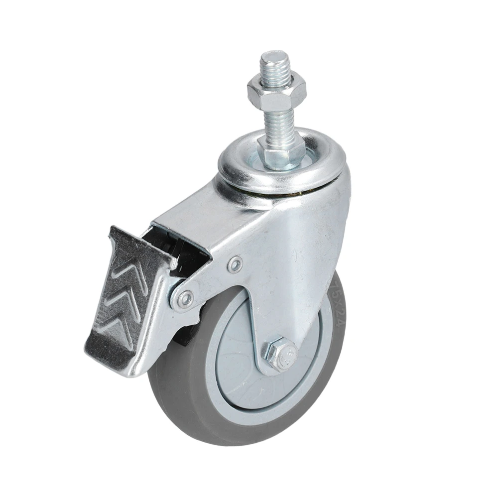 Caster Wheels 3 in PVC Durable Wearproof Strong Bearing Capacity Stem Casters for ShelvesWith Brakes