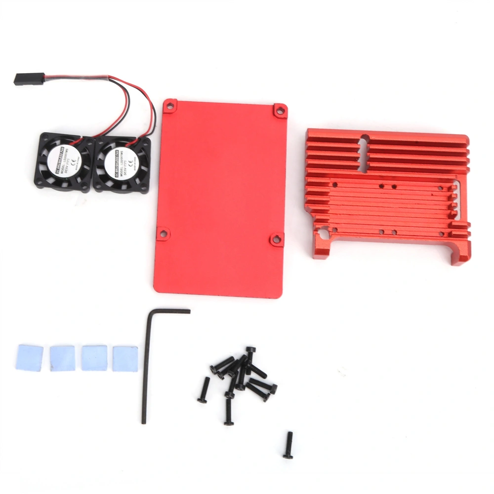 Aluminum Alloy Case Box with Dual Fan Heat Dissipation Accessory for Raspberry Pi 4 B+