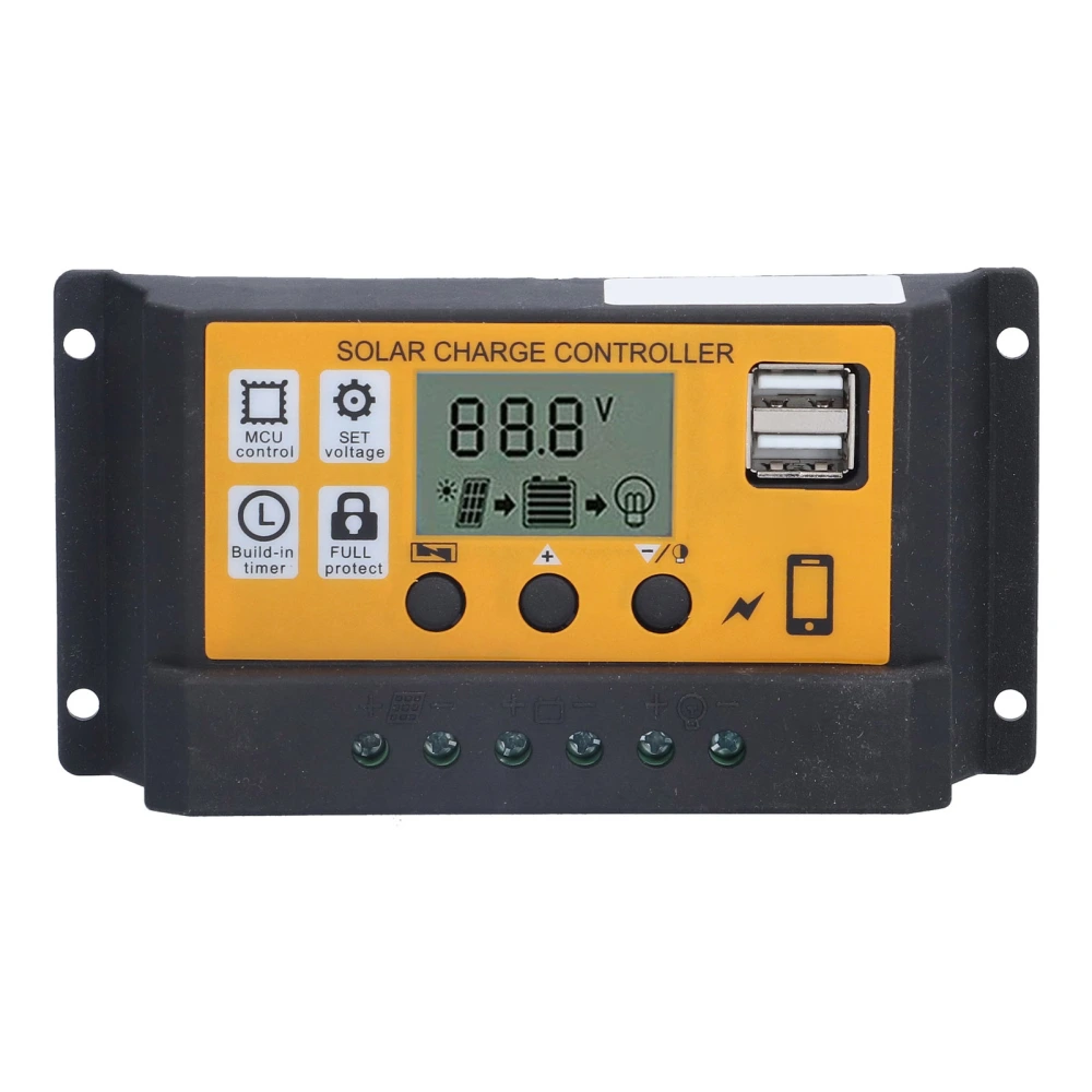 Smart Charge Controller Photovoltaic Solar Panel Battery Regulator with LCD Display 12V 24V 20A