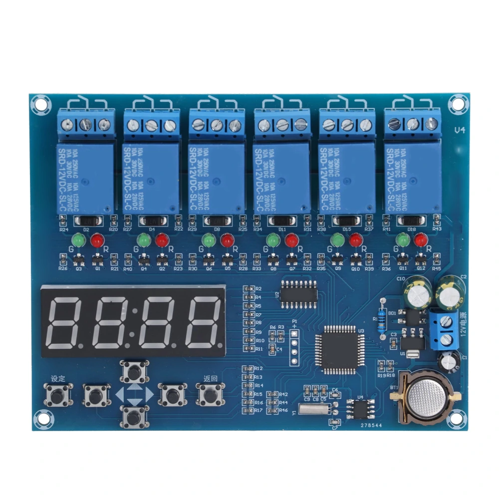 Time Relay 5 Channel Multi Channel Module Durable Timing Relay for Industrial Supplies AC DC 12V