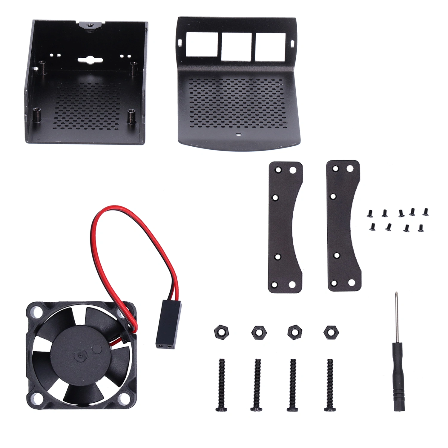Heat Dissipation Enclosure Aluminum Alloy Cooling Protective Case for Raspberry Pi 2 3 B+(With Fan )