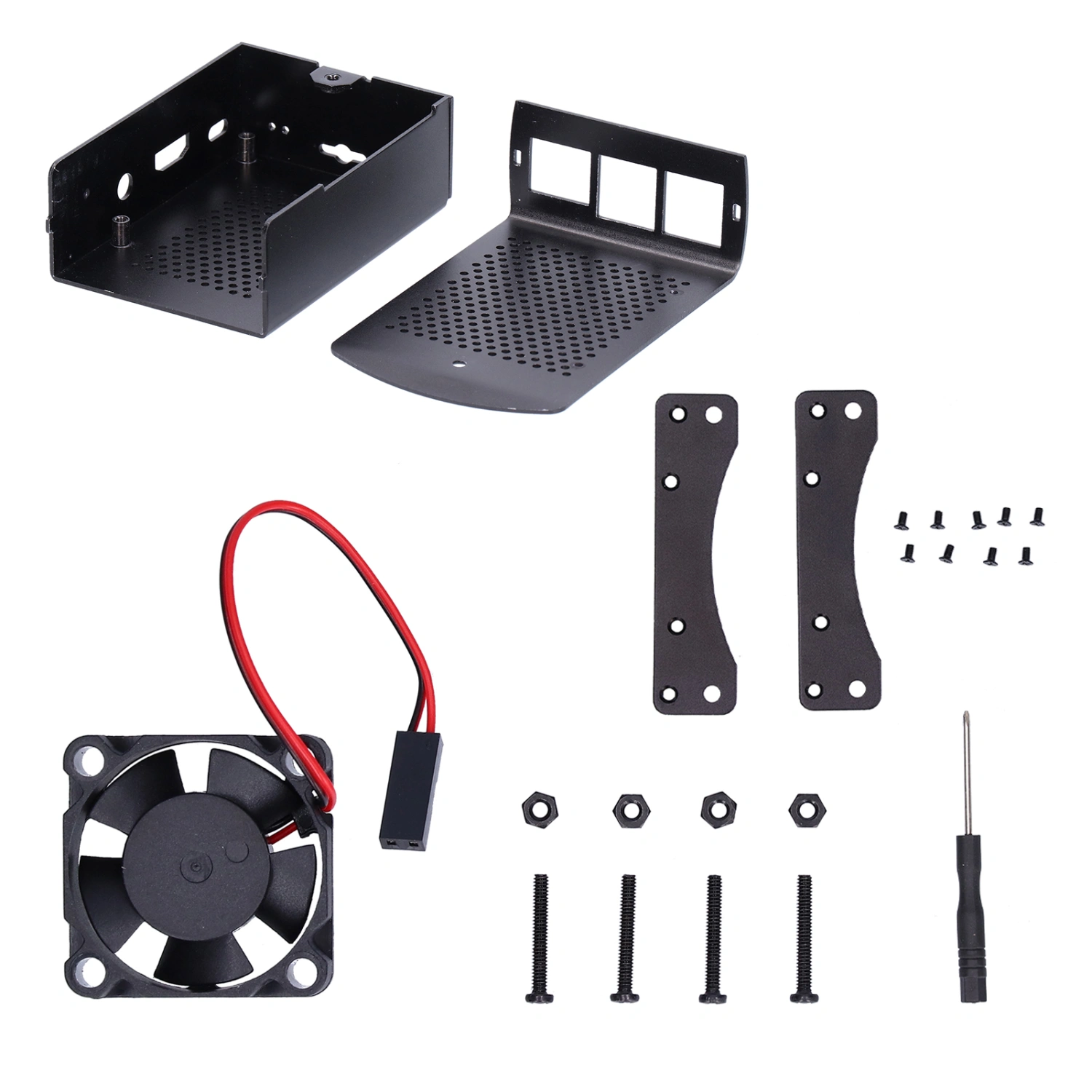 Heat Dissipation Enclosure Aluminum Alloy Cooling Protective Case for Raspberry Pi 2 3 B+(With Fan )