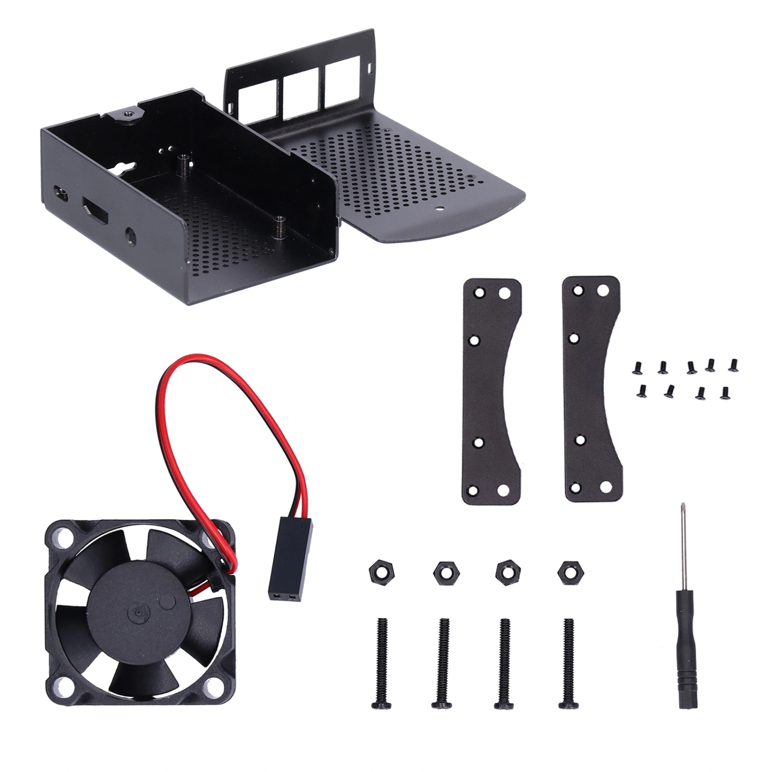 Heat Dissipation Enclosure Aluminum Alloy Cooling Protective Case for Raspberry Pi 2 3 B+(With Fan )