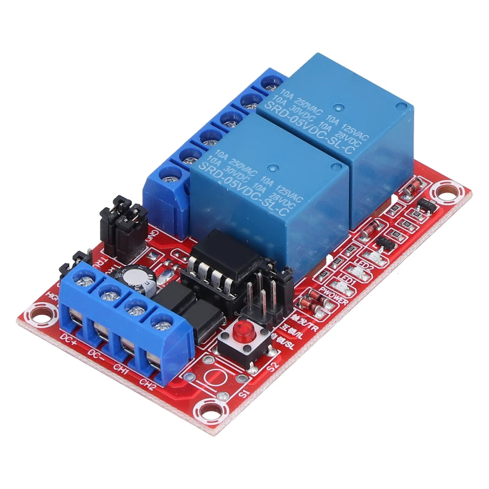 Relay Module 2 Channel Button Self Locking Interlock High Low Level Trigger with Switch Light5V