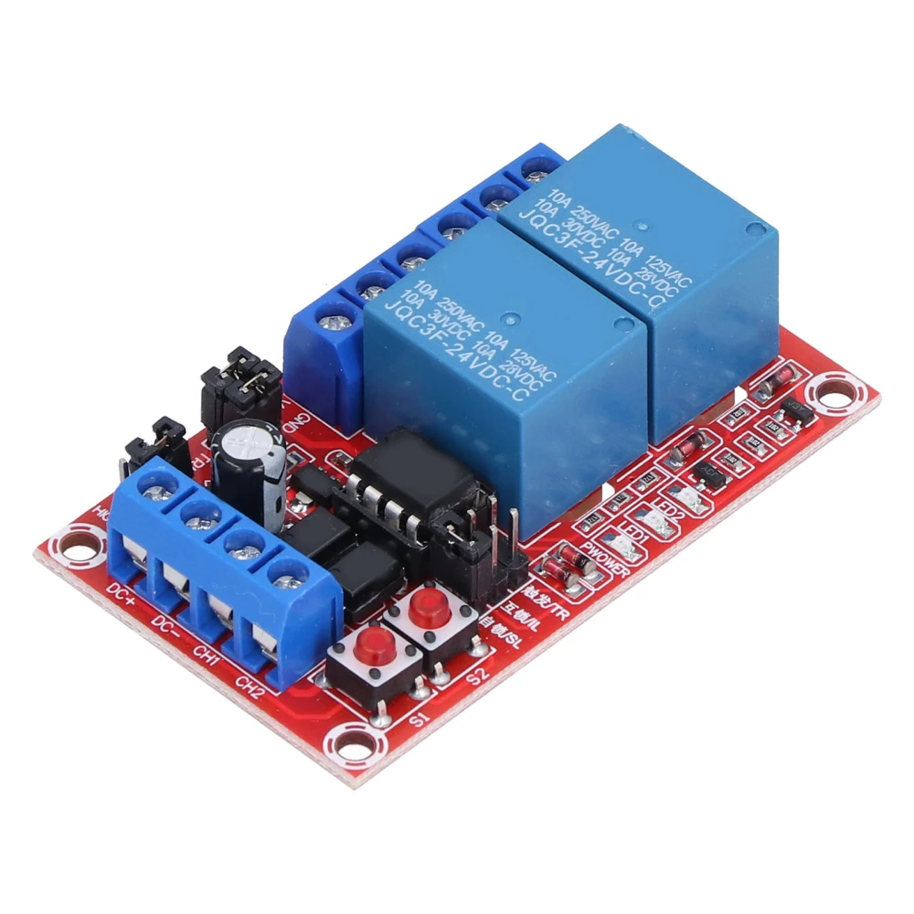 Relay Module 2 Channel Button Self Locking Interlock High Low Level Trigger with Switch Light24V