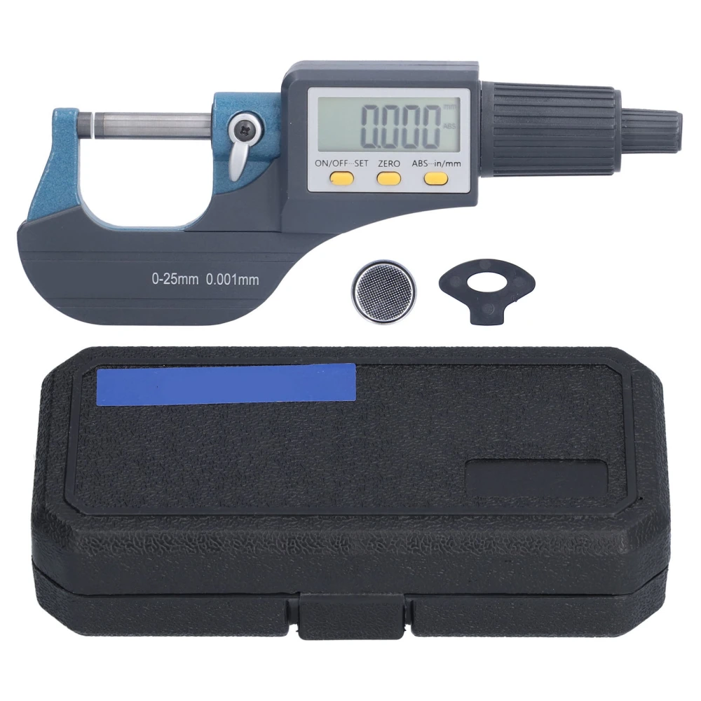 Digital Micrometer 0.00005in/0.001mm Resolution Professional Thickness Measuring Tools 0‑25mm