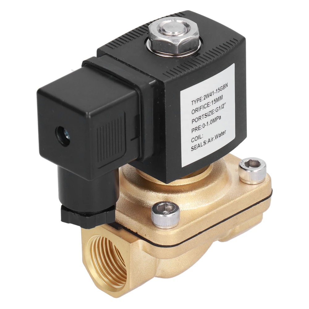 2 Way Solenoid Valve Brass Solar Electric Normally Closed Pipeline Inlet Control Parts G1/2inDC 12V