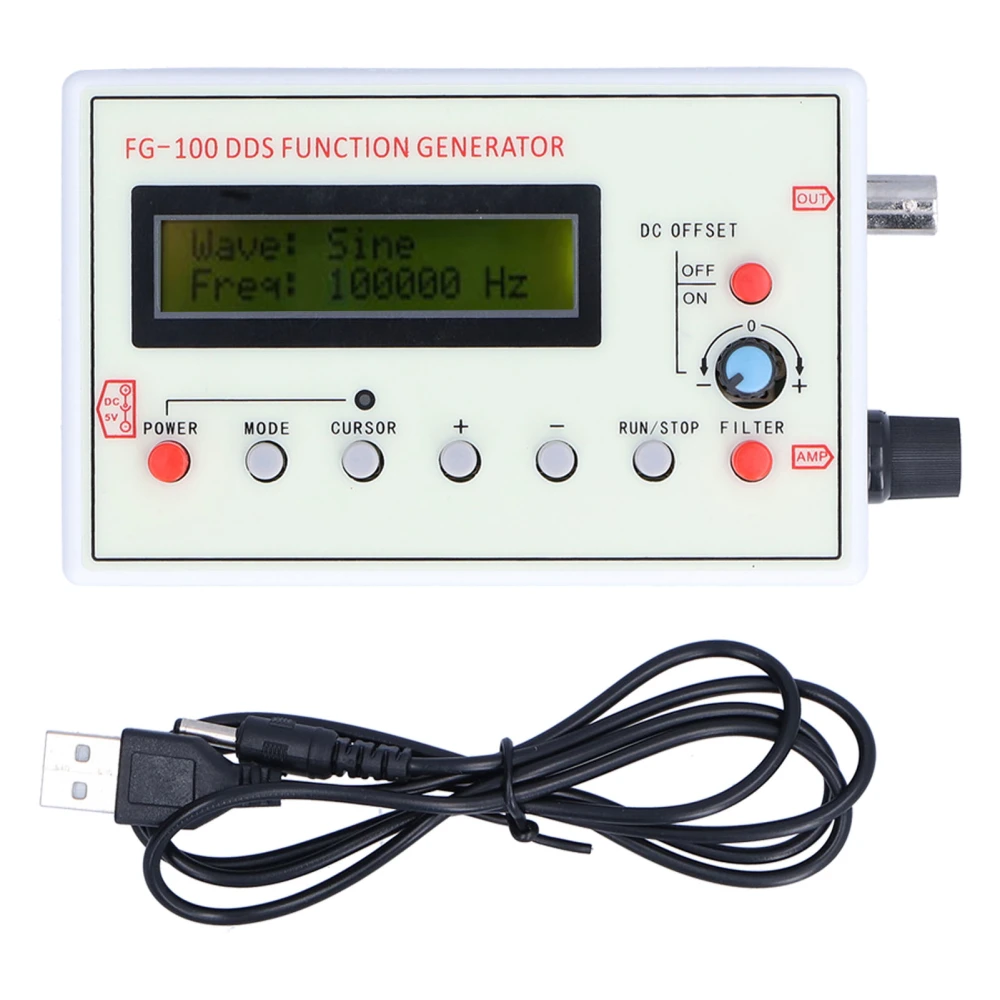 DDS Functional Signal Generator Sine/Square/Sawtooth Triangle Wave FG‑100 1HZ‑500KHZ DC 3.5‑10V