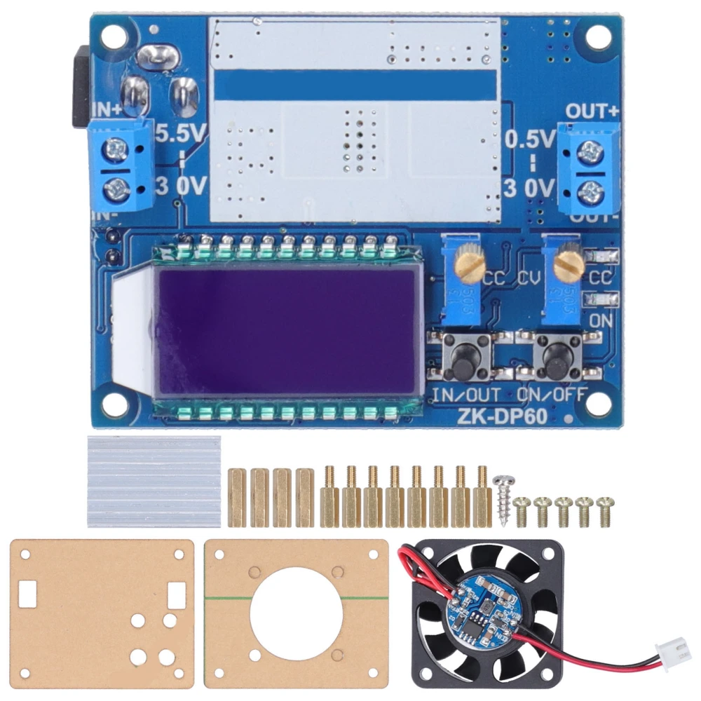 Power Supply Module Adjustable Circuit Board Module with Acrylic Shells Fan for Electronic Equipment Mechanical Control