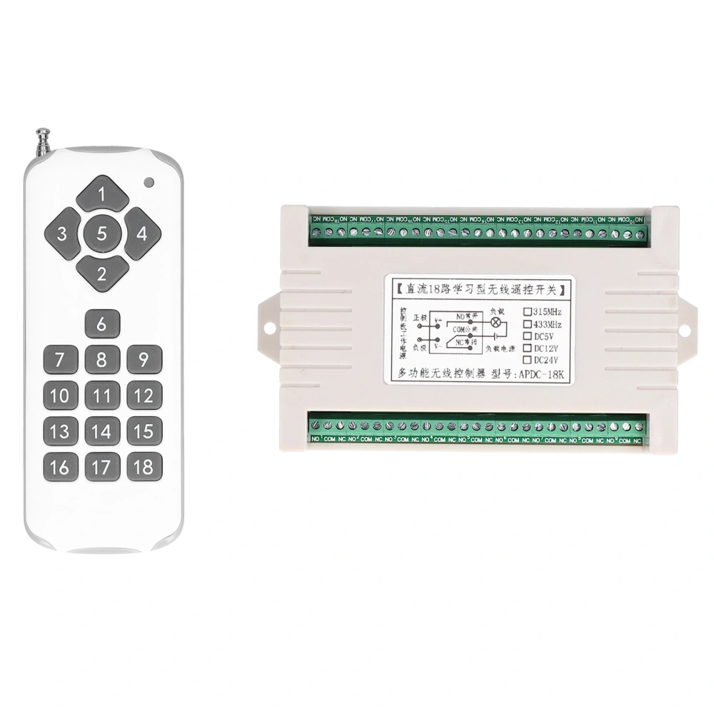 Remote Control Switch Wireless Long Range Kit PCB 18 Way 23A Battery Model Official 1 to 1DC24V