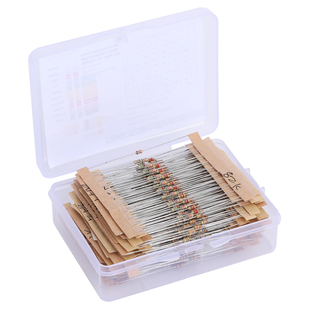 640Pcs Resistor 64 Values 5% Carbon Film 1Ω10MΩ 1/6W Assortment Kit Set Pack for DIY