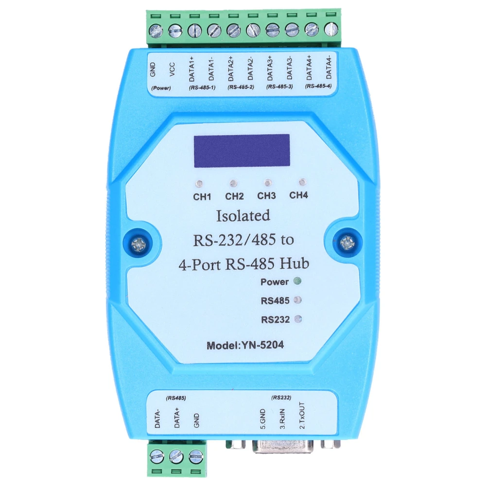 RS485 Hub Optical Isolation AutoSensing Fast Transmission Speed FourPort Concentrator for Allocate Bandwidth