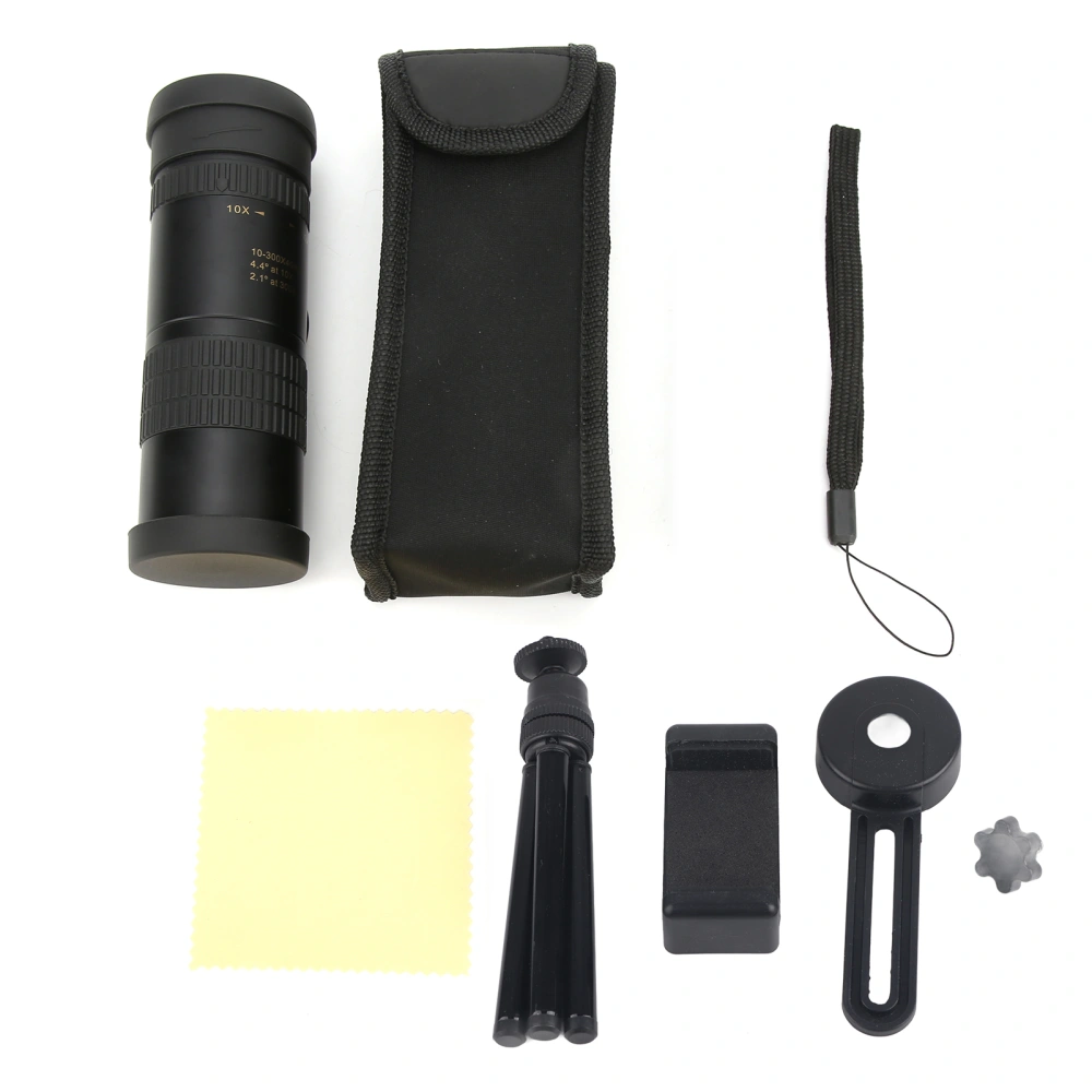 10‑300x40 High Definition Monocular Telescope with Phone Clip Tripod for Outdoor Fishing