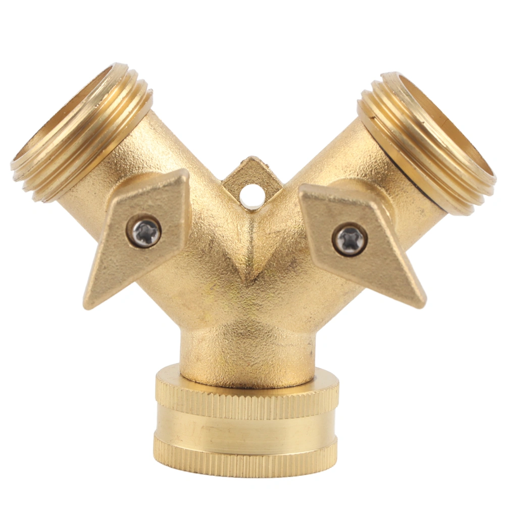 Garden Hose Splitter 2Way AllBrass Heavy Duty Simple Operation Outlet Splitter for NPT 3/4 Garden Hose