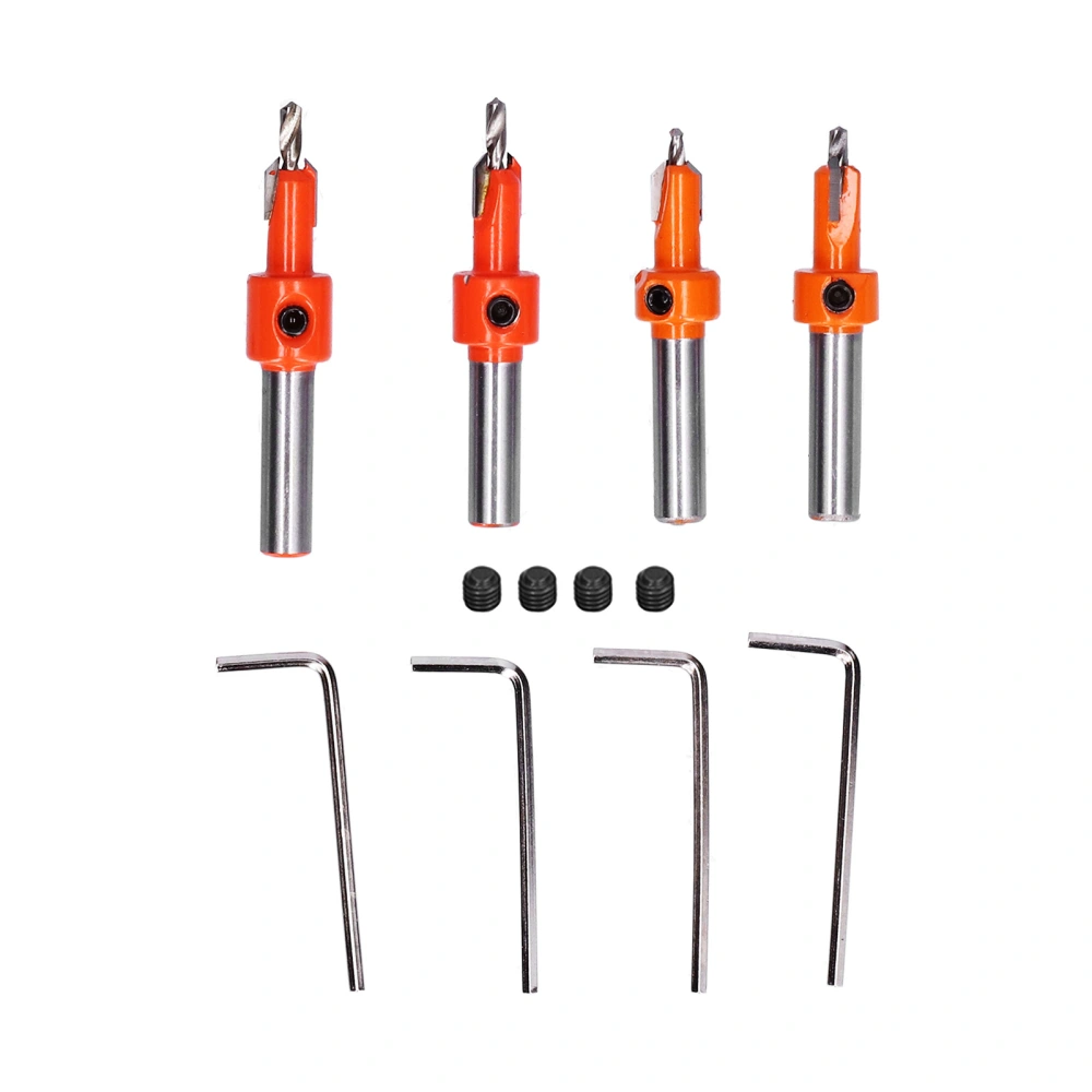 4 Pcs Countersink Drill Bit Set High Hardness Strong Cutting Force Durable Wood Drill for Carpentry