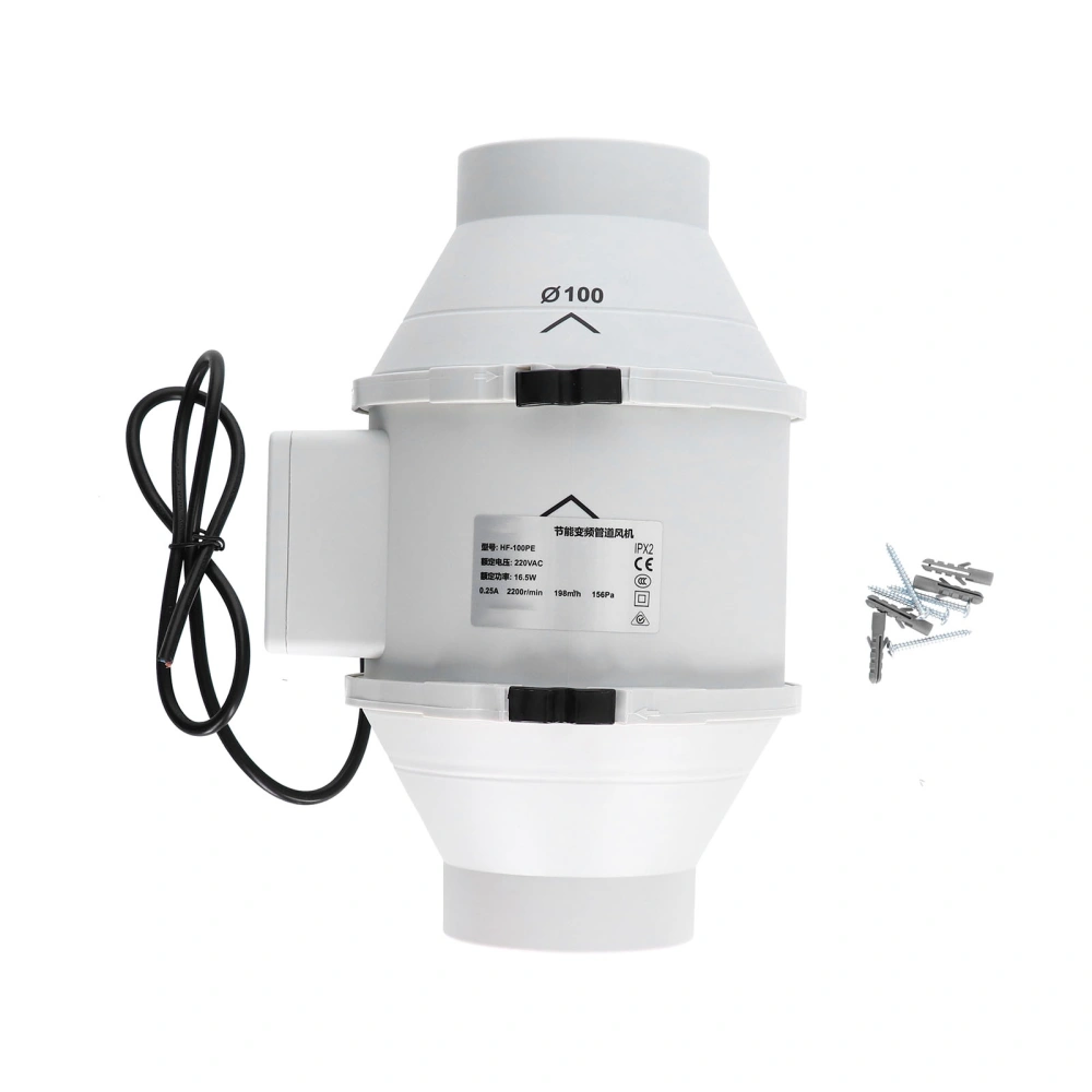 Mixedflow Duct Fan Silent Air Extractor Ventilation Exhaust Blower HF‑100PE 2200RMP AC220V